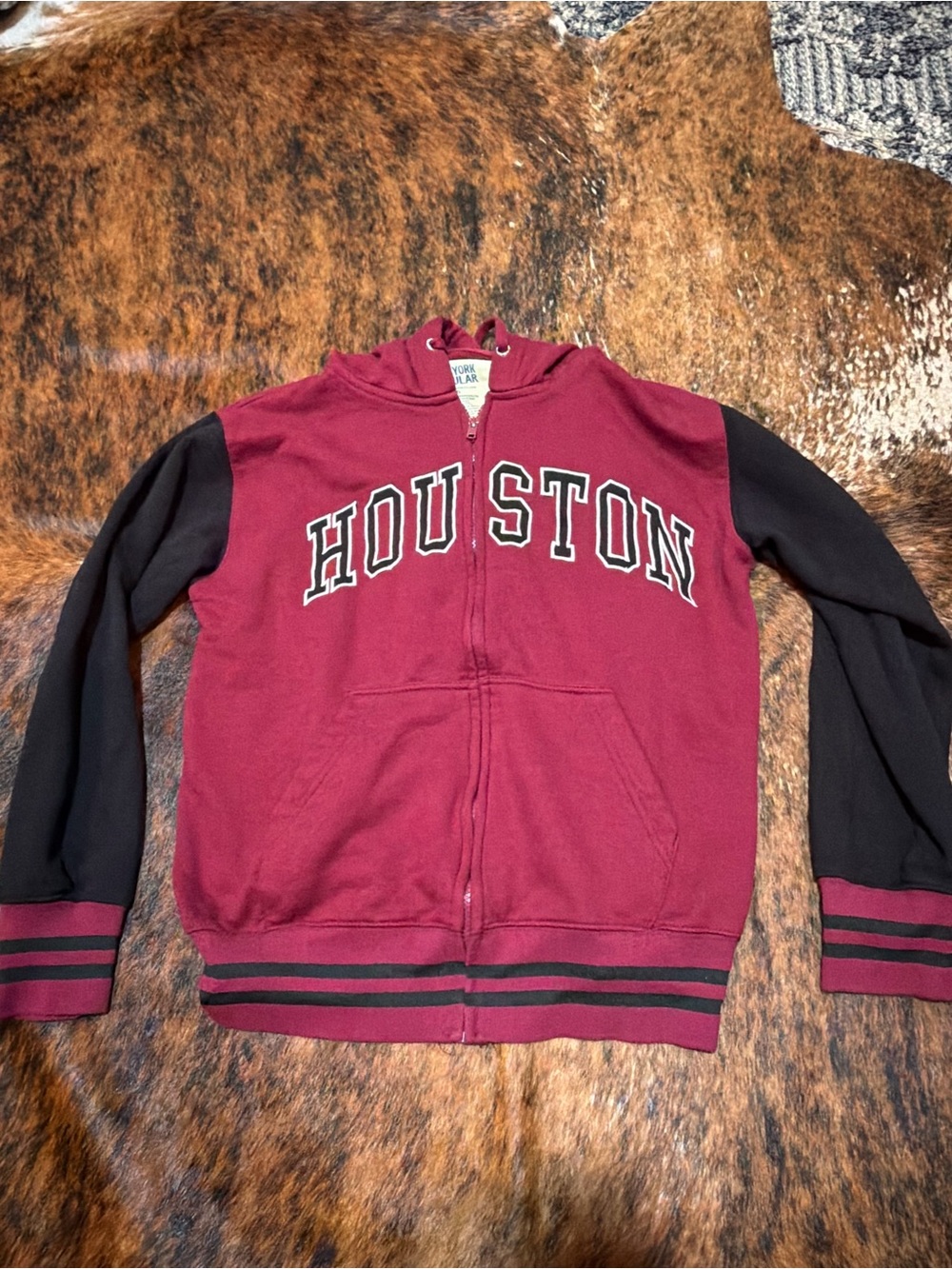 New York Popular Men's Size S Red HOUSTON Hoodie Sweatshirt Zip Up